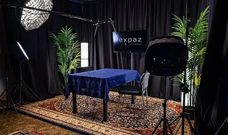 Studio A - table and boom poles
